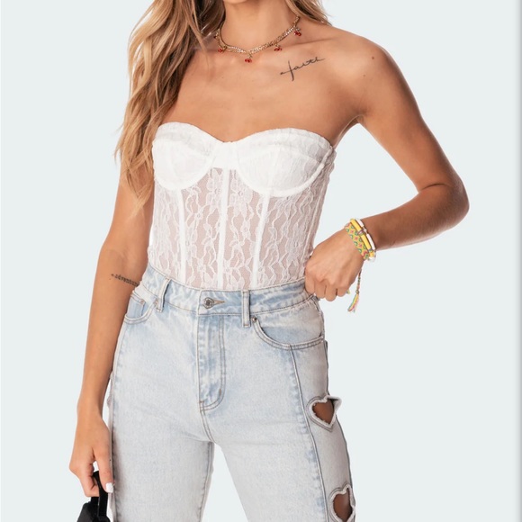 Edikted Tops - Edikted cartia lace corset in white, new with tags never worn, size xs